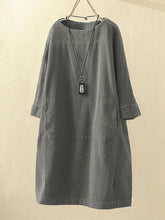 Autumn And Winter Corduroy Retro Solid Dress